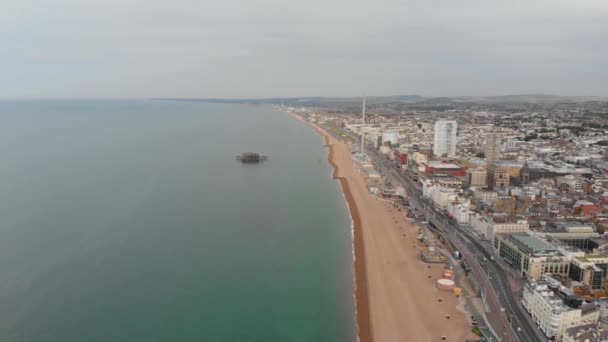 Légi Felvétel Brighton Hove Városközpont Bemutatja Szállodák Vendégházak Helyi Vállalkozások — Stock videók