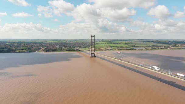 Légi Felvétel Humber Hídról Kingston Közelében Hull East Riding Yorkshire — Stock videók