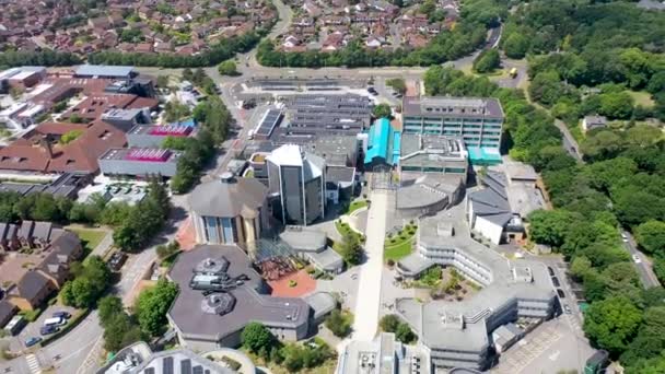Flygbilder Från Bournemouth University Talbot Campus Byggnader Ovanifrån Visar Arts — Stockvideo