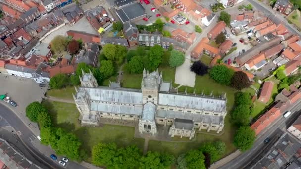 Riprese Aeree Della Storica Abbazia Selby Nella Città Selby Nello — Video Stock