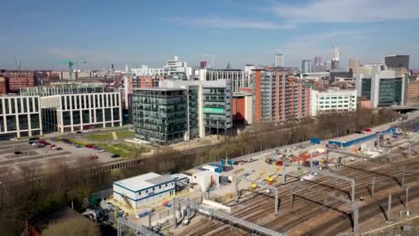 Luchtfoto Van Britse Stad Leeds West Yorkshire Waarop Het Leeds — Stockvideo