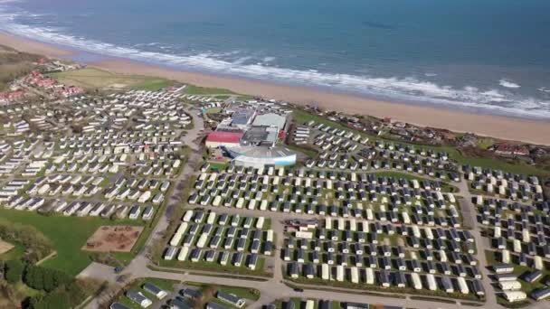 Images Aériennes Grand Parc Caravanes Situé Dans Ville Côtière Filey — Video