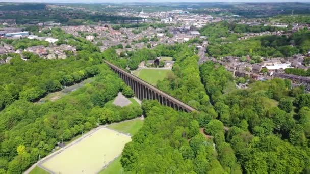 Luchtbeelden Van Een Schilderachtig Uitzicht Het Lockwood Viaduct Gelegen Het — Stockvideo