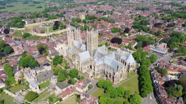 Lincoln Katedrali Nin Hava Görüntüleri Lincoln Minster Ngiltere Nin Lincoln — Stok video