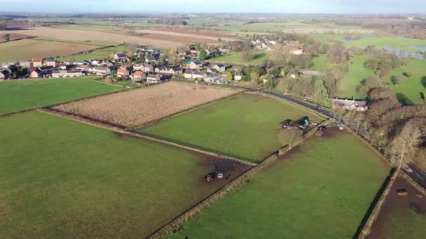 Letecké Záběry Britských Polí Zimním Období Pořízené Městě Wetherby Yorkshire — Stock video