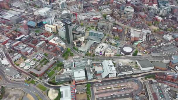 Filmagem Aérea Centro Cidade Sheffield South Yorkshire Reino Unido Mostrando — Vídeo de Stock