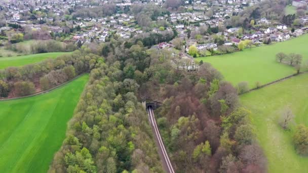 Beroemde Bramhope Tunnel North Portal Luchtbeelden Gotisch Kasteel Achtige Portaal — Stockvideo