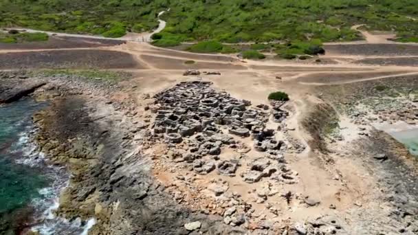 Aerial Drone Footage Spanish Island Majorca Mallorca Spain Showing Prehistoric — Vídeo de stock