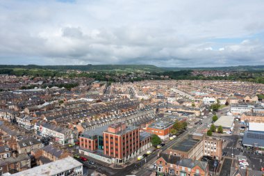 Scarborough Yorkshire UK, 25th June 2025: Aerial photo of the Scarborough Police Station located in the town centre in North Yorkshire showing the large police building surrounded by houses and homes
