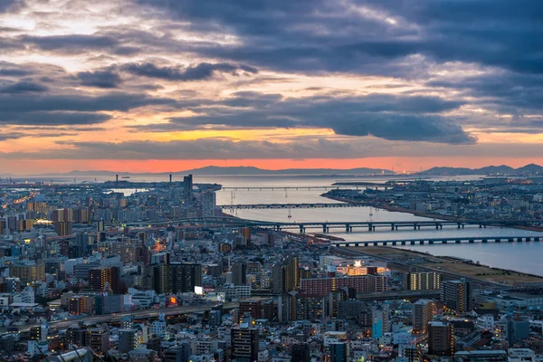 Sonnenuntergang über Osaka — Stockfoto