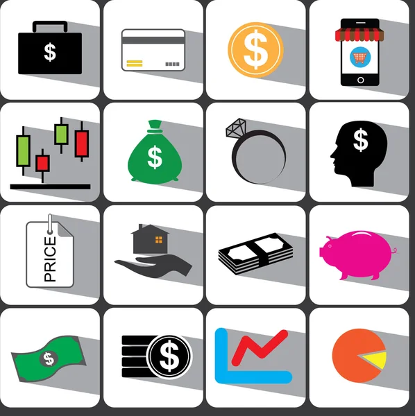 Argent et finance icône set vectoriel illustration eps10 — Image vectorielle