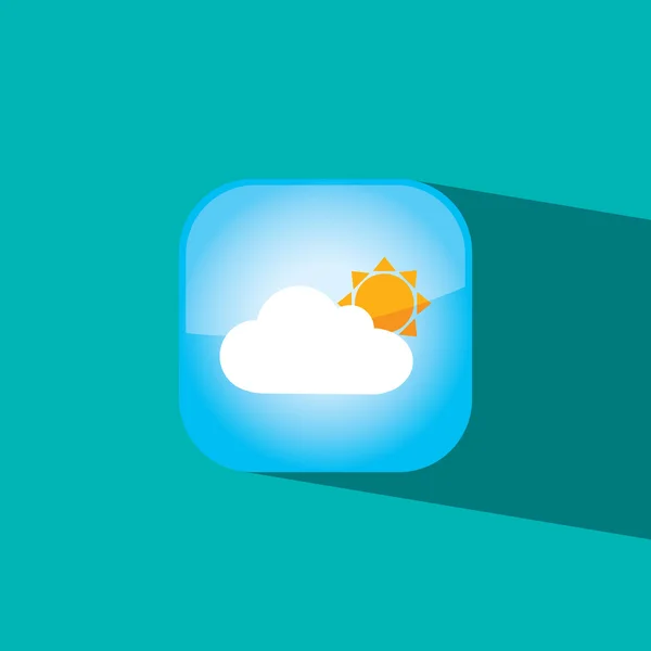 Nube y sol icono de botón vector plano ilustración eps10 — Archivo Imágenes Vectoriales