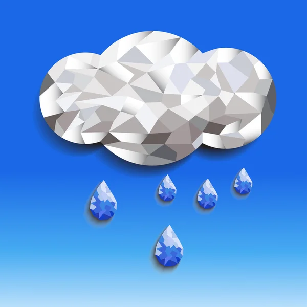 Nube y lluvia polígono — Vector de stock