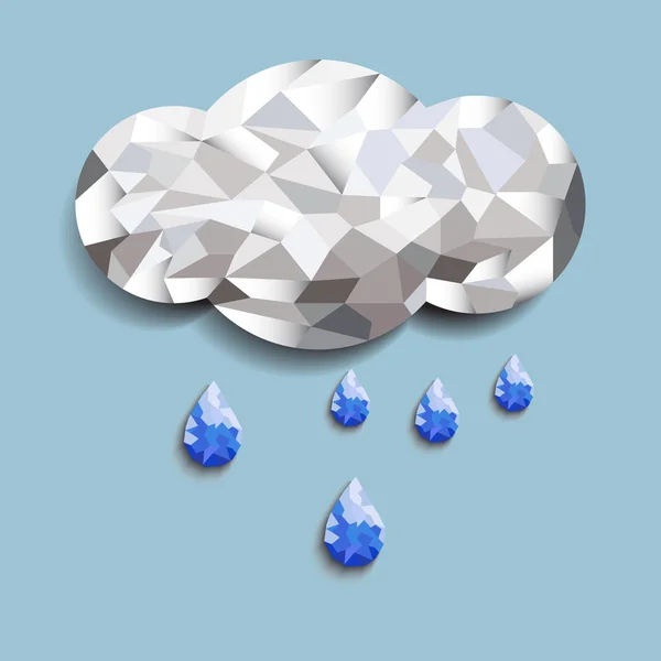 Nube y lluvia polígono — Vector de stock