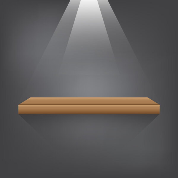 wood shelf on grey background