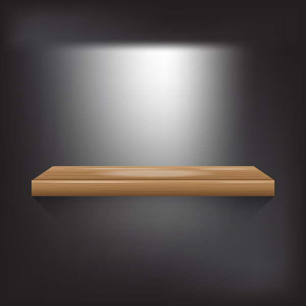 wood shelf on grey background