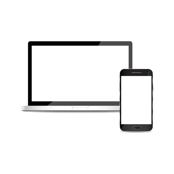コンピュータ ノートと白い背景分離ベクトル イラスト eps 10 のモバイル — ストックベクタ
