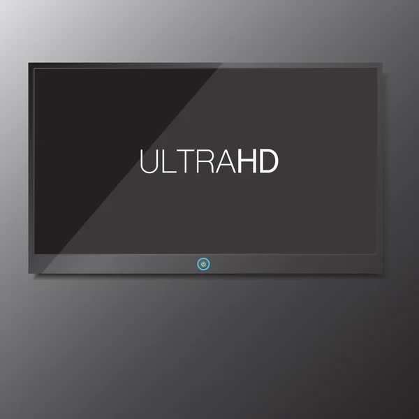 Pantalla led / LCD TV colgando de fondo gris aislado vector ilustración eps 10 — Vector de stock