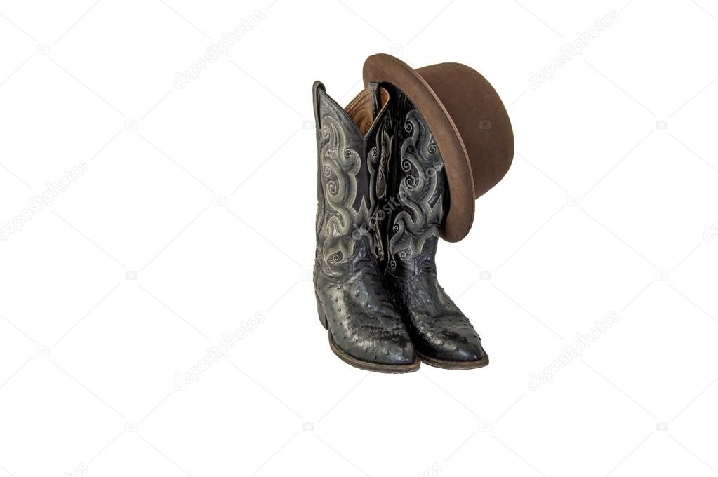 Black Cowboy Boots and a Brown Derby