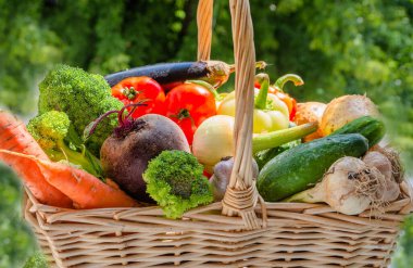 Ukrayna çorbası için sebze sepetli sepet - borş: pancar, havuç, domates.