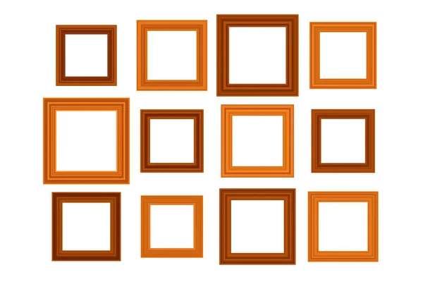 Grote Set Van Vierkante Vintage Houten Frame Voor Ontwerp Vintage — Stockvector