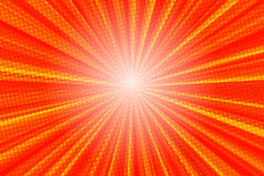 Pop Art Colory çizgi roman kapağı. Çizgili gökkuşağı arka planı. Çizgi film komik retro desenli striptiz maketi. Vektör yarım ton çizimi. 90 'lar tarzı. Güneş patlaması, yıldız patlaması şekli.