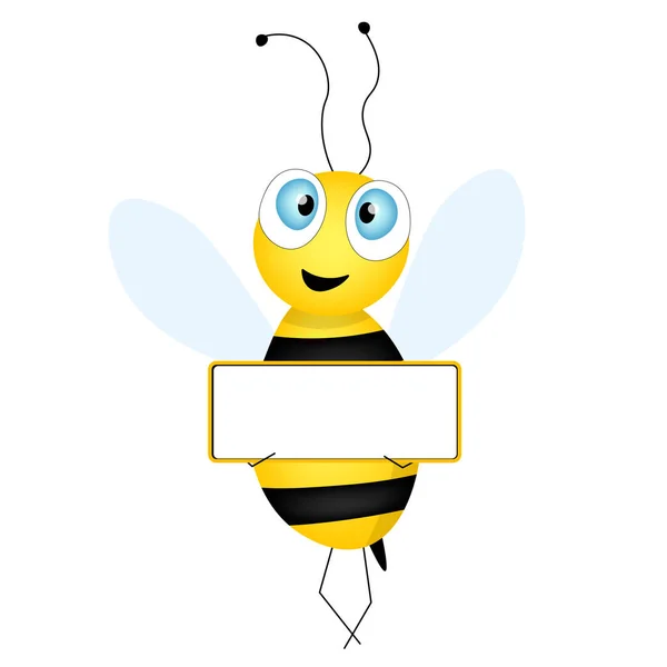 Мультфільм Милий Талісман Бджіл Весела Бджола Порожнім Столом Маленька Осика — стоковий вектор