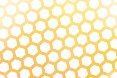 Bal peteği şekilli altın arkaplan. Vektör çizimi. Parıltı efektli desen. Davetiye, poster, kart, pankart, duyurular ve diğerleri için şablon dokusu. Doodle tarzı.