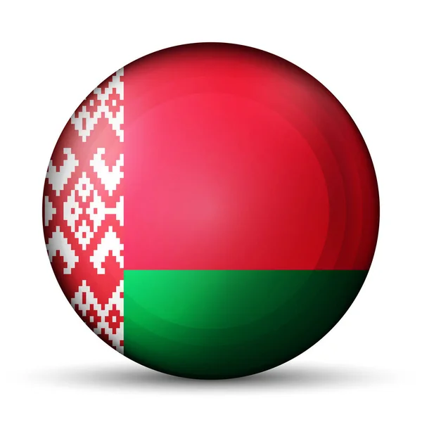 Bola Ligera Vidrio Con Bandera Belarús Esfera Redonda Icono Plantilla — Archivo Imágenes Vectoriales