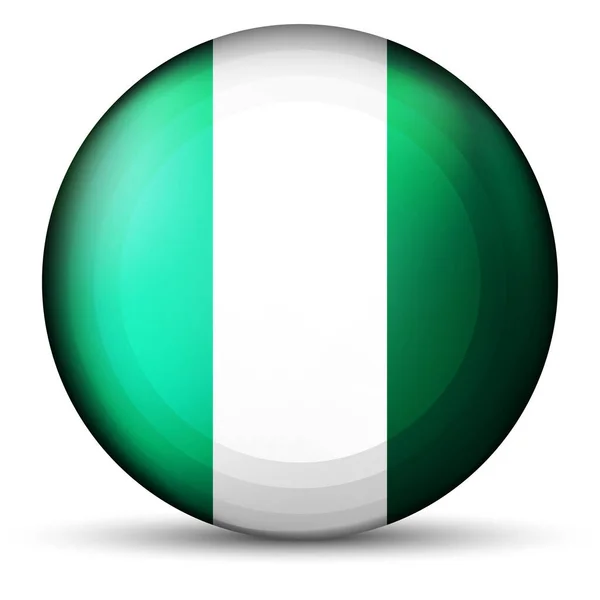 Glass Light Ball Flag Nigeria Sphere Template Icon Nigerian National — Stock Vector