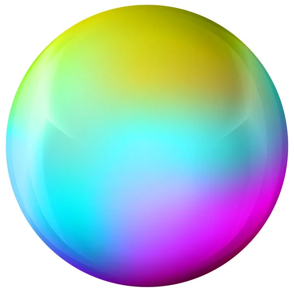 Bola colorida de vidrio o perla preciosa. Bola realista brillante, ilustración vectorial abstracta 3D resaltada sobre un fondo blanco. Burbuja de metal grande con sombra. — Vector de stock