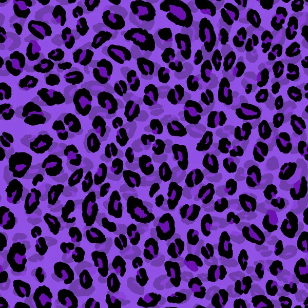 Patrón moderno sin costuras de leopardo abstracto. Animales de fondo de moda. Púrpura y negro vector decorativo stock ilustración para imprimir, tarjeta, postal, tela, textil. Adorno moderno de piel estilizada — Vector de stock