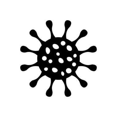 COVID-19. Koronavirüsü önle. Siyah şablon simgesi. Virüs enfeksiyonu. Salgın ve koronavirüs gribi salgını, salgın gibi tehlikeli grip salgını vakalarıdır. Vektör.