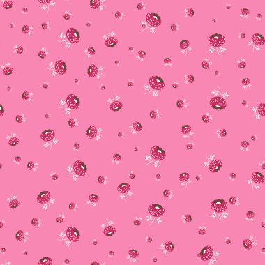 Geleneksel halk sanatları süslerine dayanan kusursuz çiçek desenleri. Renkli arka planda pembe ve beyaz çiçekler. İskandinav tarzı. İsveç İskandinav tarzı. Vektör çizimi. Basit minimalist desen.