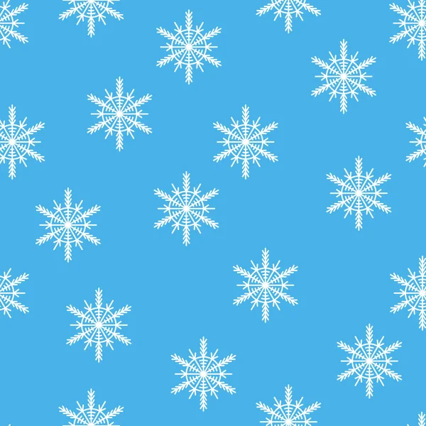 Zimní bezešvé vzor s bílými sněhové vločky na modrém pozadí. Vektorová ilustrace pro tkaniny, textilní tapety, plakáty, dárkový balicí papír. Vánoční vektorová ilustrace. — Stockový vektor