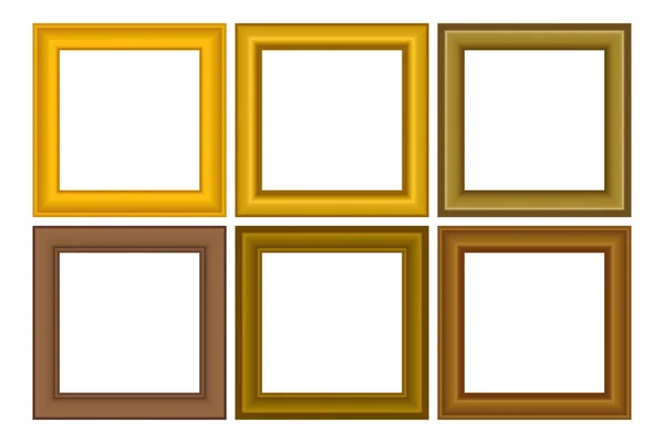 为您的设计设计了一套方形的金老式木框.复古盖。文字的位置。古老的金黄色美丽的长方形框架.模板矢量说明 — 图库矢量图片