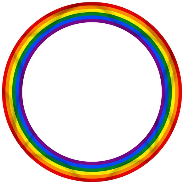Bandiera icona LGBT, cornice rotonda. Modello, illustrazione vettoriale. L'amore vince. Simbolo logo LGBT nei colori arcobaleno. Collezione Gay pride — Vettoriale Stock