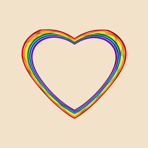 Ikona LGBT vlajky, kulatý rám. Návrh šablony, vektorová ilustrace. Láska vyhrává. Symbol srdce LGBT v duhových barvách. Gay kolekce hrdosti — Stockový vektor