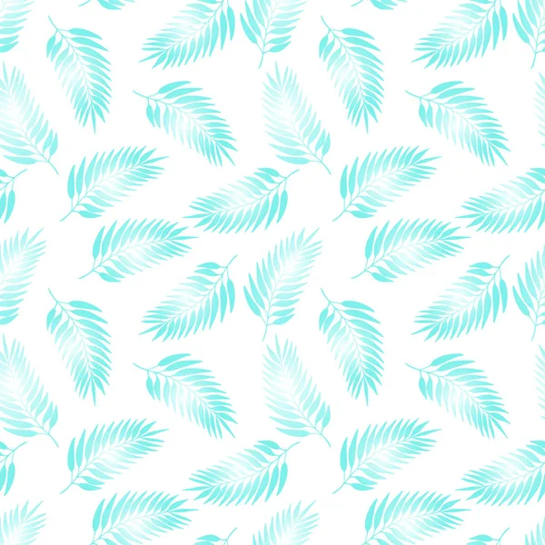 Цветочный бесшовный узор с красочными экзотическими листьями на белом фоне. Тропические голубые ветви. Мода векторные фондовые иллюстрации для обоев, плакатов, открыток, ткани, текстиля. — стоковый вектор