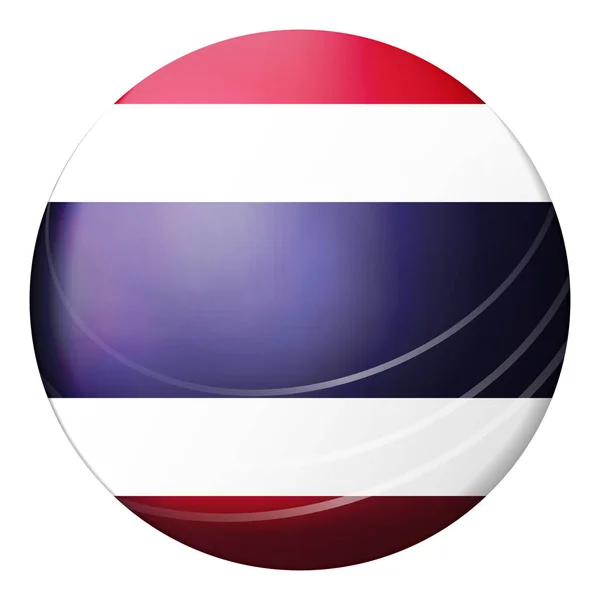 Bola ligera de cristal con bandera de Tailandia. Esfera redonda, icono de plantilla. Símbolo nacional. Bola realista brillante, ilustración vectorial abstracta 3D resaltada sobre un fondo blanco. Burbuja grande — Vector de stock