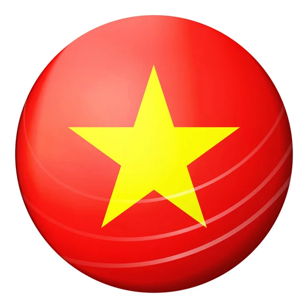 베트남의 국기가 달린 유리 빛 공. 둥근 구, 템플릿 아이콘. 베트남의 국가 상징. 화려 한 현실적 공 , 3D 추상 벡터 일러스트가 흰색 배경에 강조되어 있습니다. 큰 거품. — 스톡 벡터