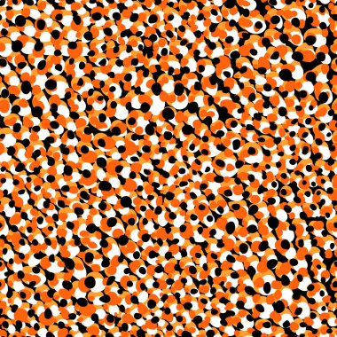 Soyut, modern, kusursuz hayvan deseni. Turuncu ve siyah süs. Posterler, kartpostallar, kartpostallar, kumaşlar ve tekstil için dekoratif vektör stoku çizimi. Şekillendirilmiş cilt süsü.