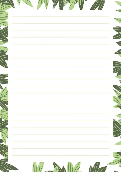 Grid paper. Abstract striped background with color horizontal lines. Printing paper note on floral background. Optimal A4 size. Geometric pattern for school, copybooks, notebooks, diary, notes, books. — Stock Vector