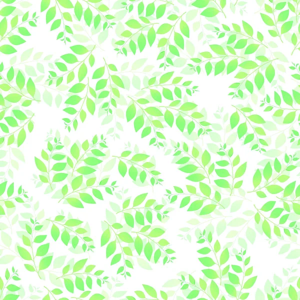 Lente naadloze patroon met groene takjes. Vector stock illustratie voor stof, textiel, behang, posters, papier. Modeprint. Tak met bladeren. Doodle stijl. — Stockvector