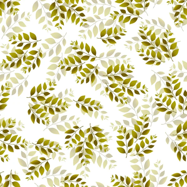 Spring seamless pattern with green sprigs. Vector stock illustration for fabric, textile, wallpaper, posters, paper. Fashion print. Branch with leaves. Doodle style. — Stock Vector