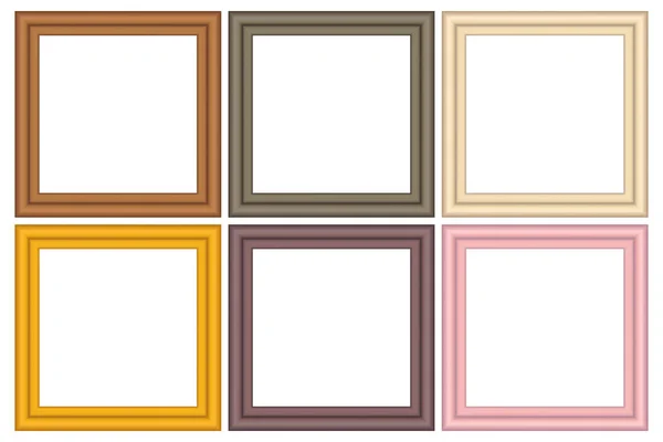 Set of squared color vintage wooden frame for your design. Vintage cover. Place for text. Vintage antique colorful modern rectangular frames. Template vector illustration. — Stock Vector