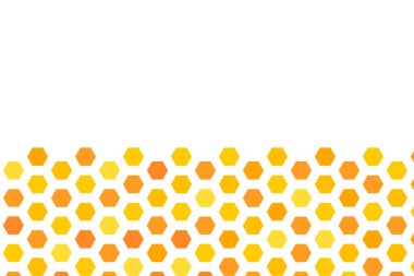 Bal peteği şekilli altın arkaplan. Vektör çizimi. Parıltı efektli desen. Davetiye, poster, kart, pankart, duyurular ve diğerleri için şablon dokusu. Doodle tarzı.