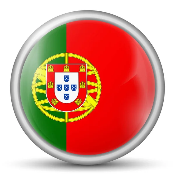ポルトガルの国旗がついたガラスのライトボール。丸い球、テンプレートアイコン。ポルトガルの国章。光沢のある現実的なボール、白い背景に強調された3D抽象的なベクトルイラスト。大きなバブル. — ストックベクタ