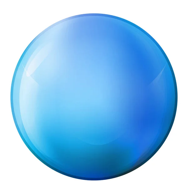 Neon blaue Glaskugel oder edle Perle. Hochglanz realistische Kugel, abstrakte 3D-Vektorillustration auf weißem Hintergrund. Große Metallblase mit Schatten. — Stockvektor
