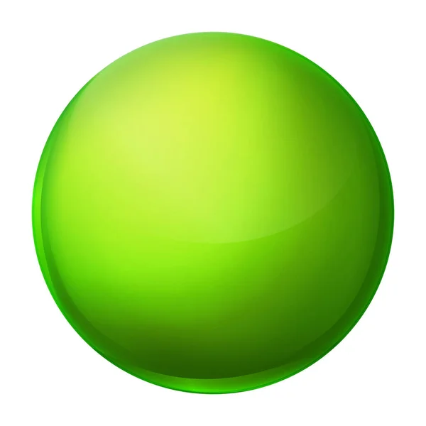 Glazen groene bal of kostbare parel. Glanzende realistische bal, 3D abstracte vector illustratie gemarkeerd op een witte achtergrond. Grote metalen bel met schaduw. — Stockvector